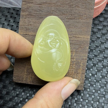 阿富汗冰种小弥勒佛玉吊坠阿富汗青白玉猫眼籽石挂件迷你款玉佛
