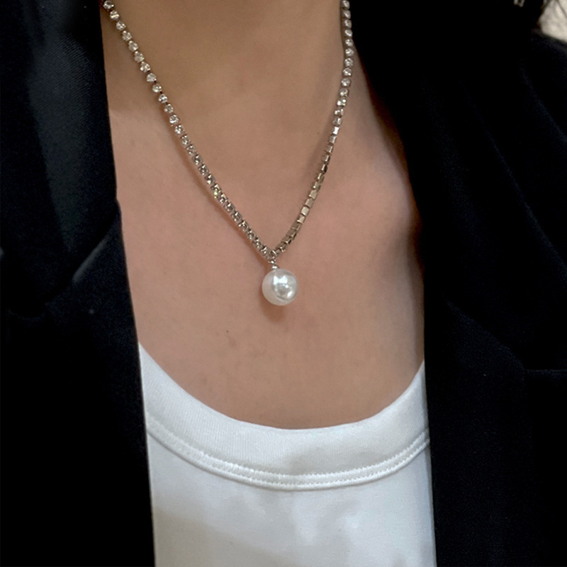 Shijia パールネックレスレディースニッチライトラグジュアリーデザインハイエンドファッション気質鎖骨チェーンネックレスセーターチェーンビーズチェーン|undefined