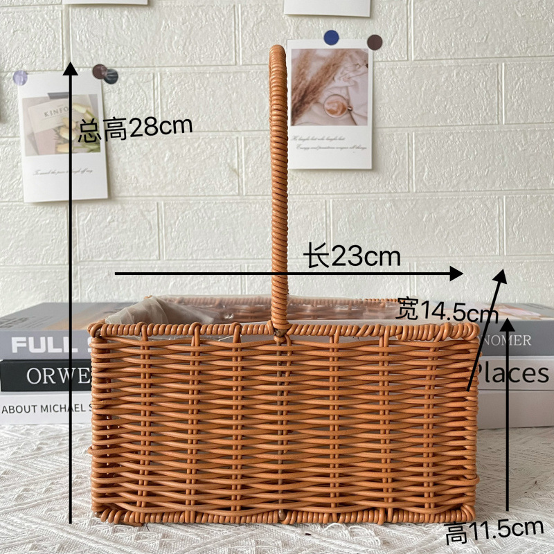 플라스틱 등나무 작은 직사각형 꽃바구니