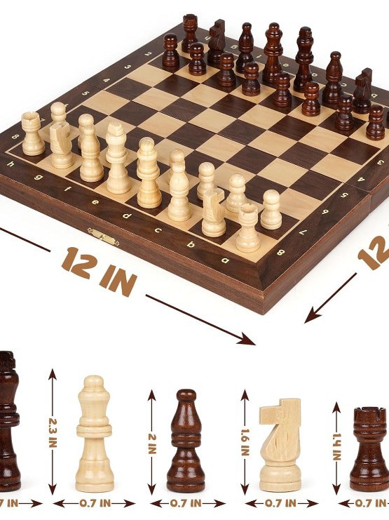 Ajedrez transfronterizo de madera sólida de alta calidad juego de ajedrez plegable de madera grande para niños plegable portátil