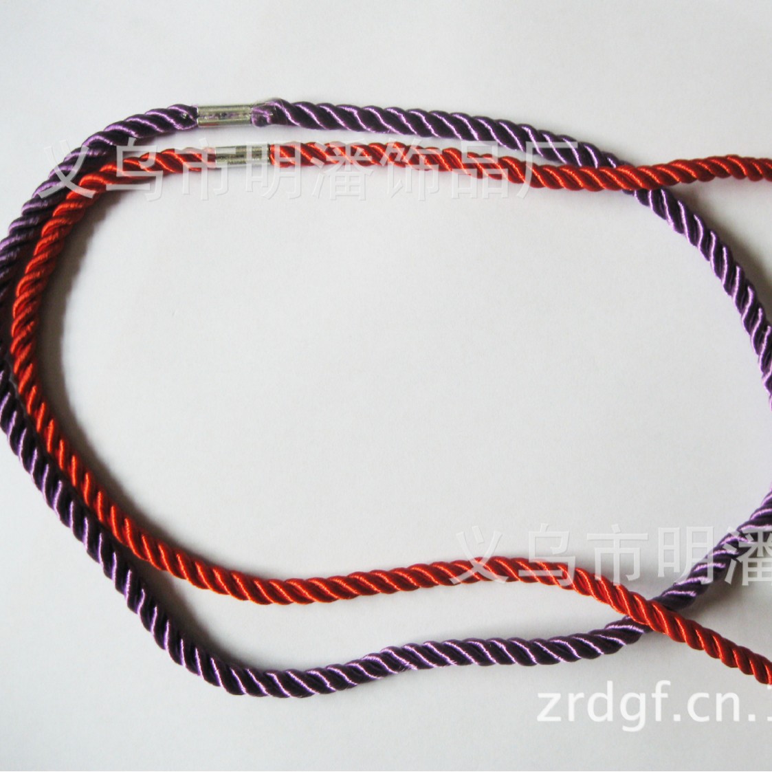 供应6MM粗尼龙绳铁头提手接头绳子礼盒拎手 铁扣拎绳 铁扣绳