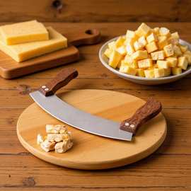 烘焙工具 牛轧糖切刀不锈钢弧形 摇摆双刃双手柄 多用途工具切刀