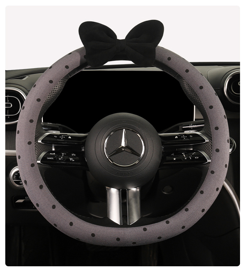 25 New Models of All-Season Universal Bow-Knot Breathable Fabric Dirt-Resistant Cool Sweat-Absorbent Non-Slip Car Steering Wheel Cover for Vehicle Use