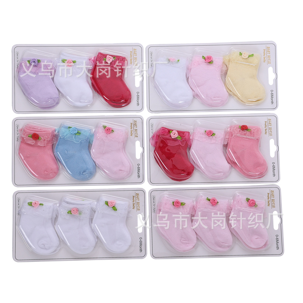 white lace children's cute solid color breathable socks