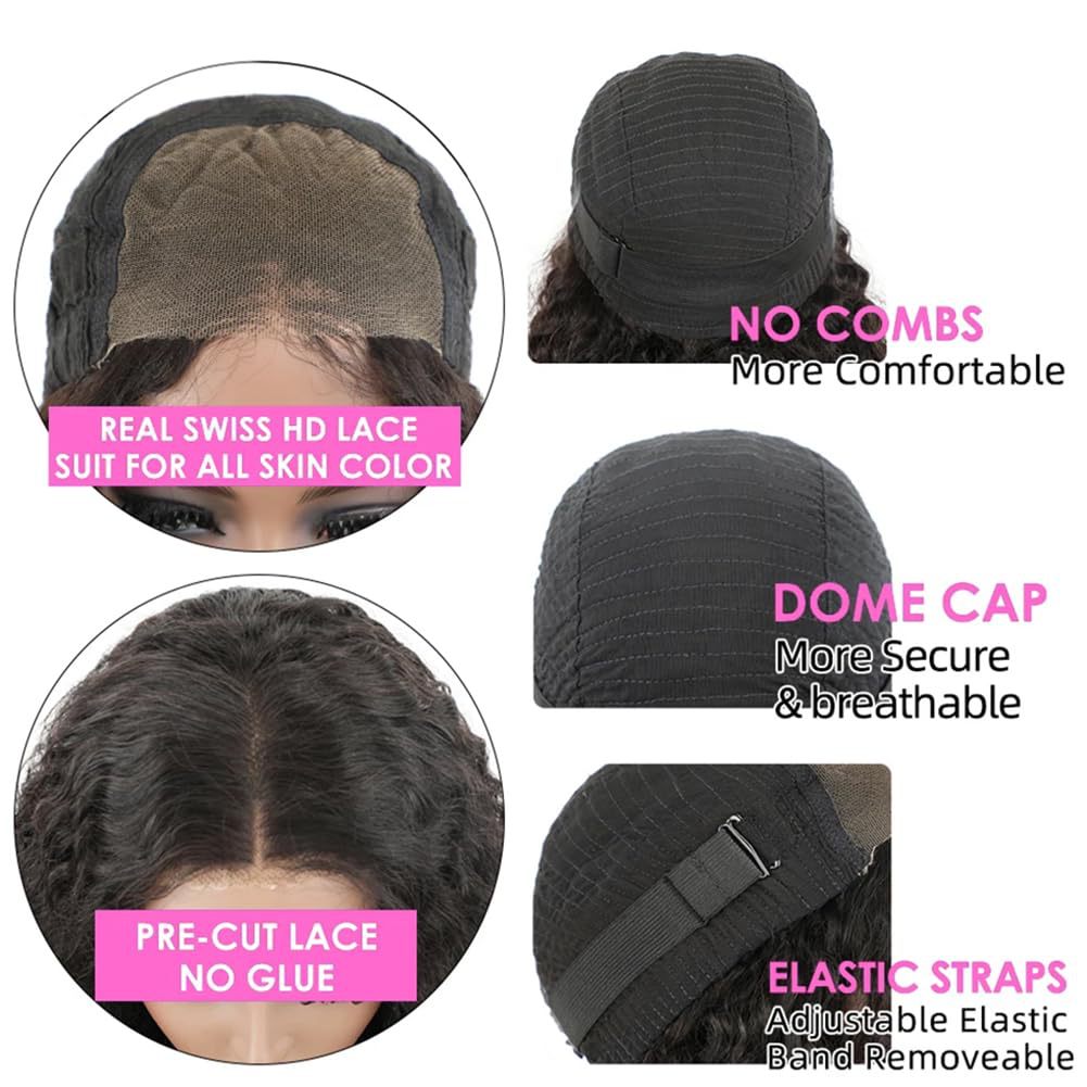 Transfronterizos nuevos productos de pelucas Amazon 4 * 4 chapa de encaje negro ondulado larga pelucas de cabello en stock