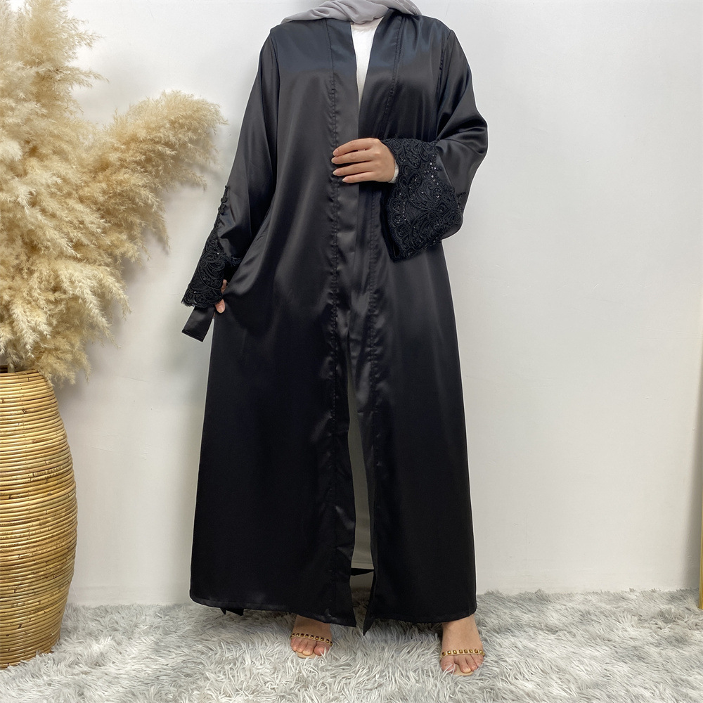 Islamic Turkish Dubai Hot-Selling Fashion Embroidered Robe With Pockets Cardigan Dress 1977_ecoleips.com