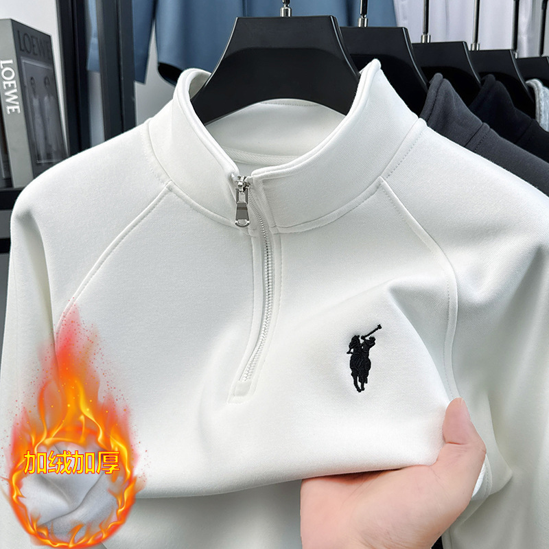 300g Paul Autum Stand Collar Thickeneded Men's Sweatshirt 2025 New Half Zipper Casual Loose Long-Sleeved T-Shirt for Men