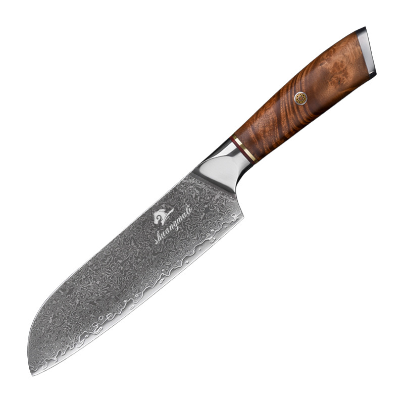 Damasco cuchillo de acero de 7 pulgadas Sande cuchillo de madera de sombra mango de registro cuchillo de cocinero de acero inoxidable entrega transfronteriza