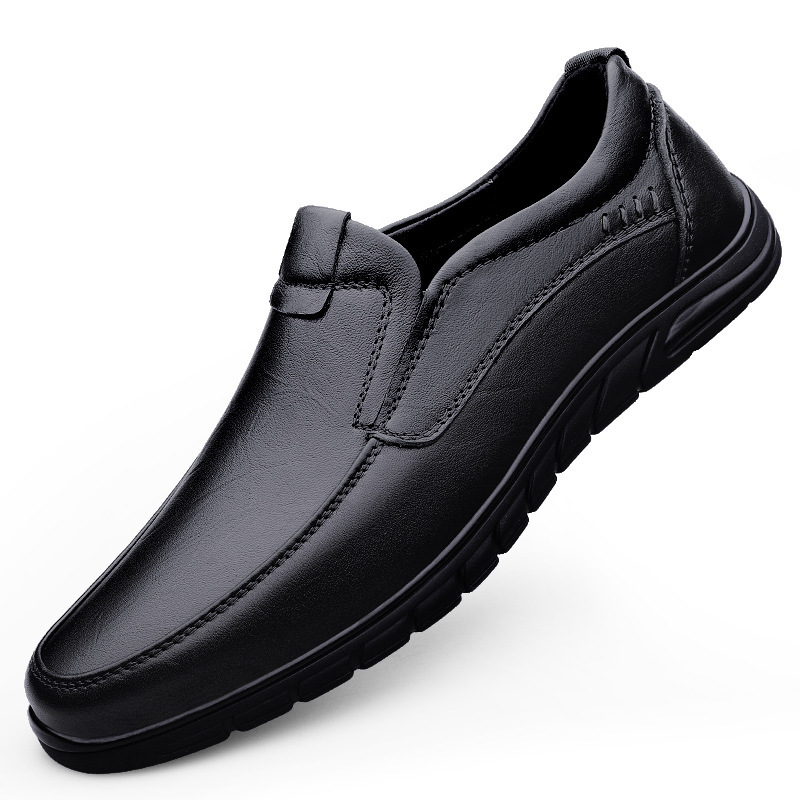 Zapatos de cuero de negocios en vivo, zapatos de cuero genuino para hombres, zapatos de cuero suave transfronterizos de alta calidad, zapatos de mediana edad, zapatos de papá