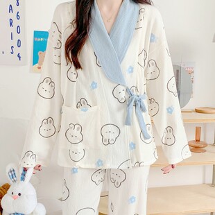 Summer Gauze Moon Clothing Pure Cotton Postpartum Pregnant Women Pajamas Summer Breastfeeding Clothes Discharge Home Clothing Pregnancy Feeding