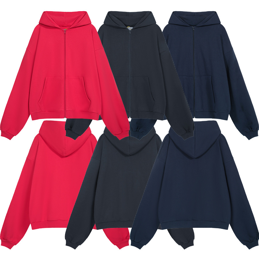 Gali mismo estilo Greg hombrera cremallera cardigan color sólido simple gota hombro perfil hombres y mujeres suéter con capucha suelta moda