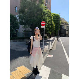 现 2026夏季新款韩国东大门优雅度假风凉爽飘飘抽绳排扣连衣裙