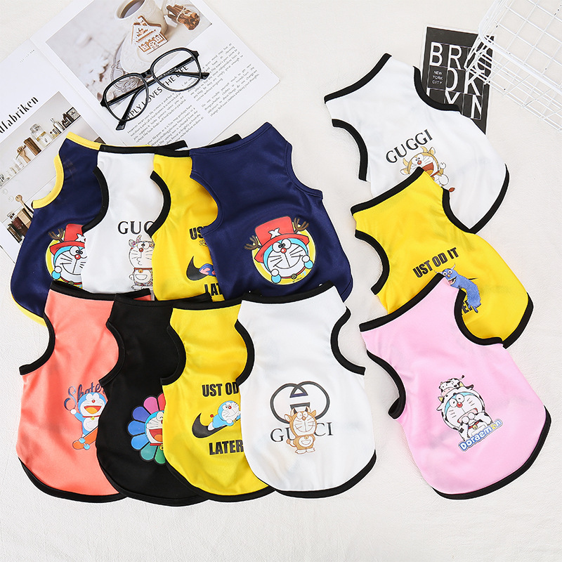 Pet Vest Spring and Summer New Dog Clothes Cat Clothes Teddy Bichon Breathable Cartoon Sunscreen Spot Wholesale Lightweight