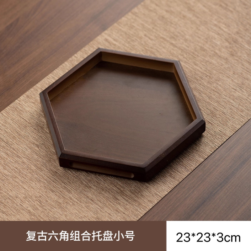 中式高档家用放水杯子竹制方形多功能收纳盘面包蛋糕下午茶餐盘|undefined