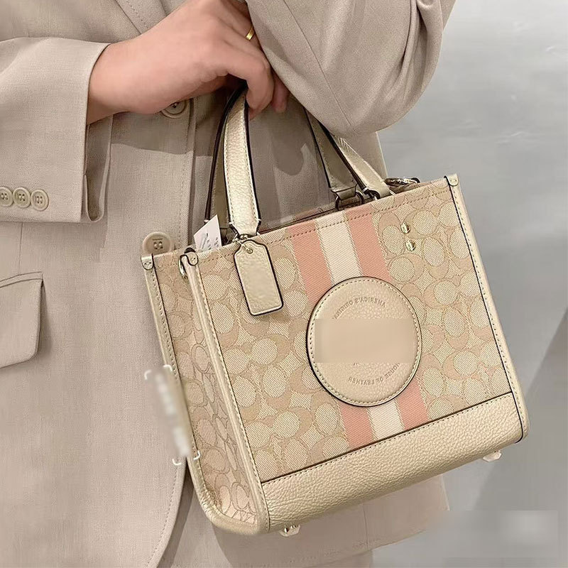 Coach C Home 2025 New Dempsey Canvas Tote Bag Classic Printed Satchel Crossbody Shoulder Shopping Bag