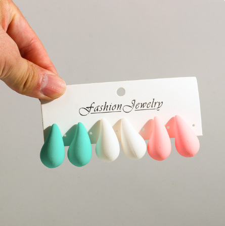 30g Weight Ear Studs Classification 3 Pairs Quantity Daily Occasion Acrylic Material Water Droplets Pattern Women's Gender Spray Paint Design IG Style, Simple Style Style 3 Pairs IG Style Simple Style Water Droplets Spray Paint Arylic Ear Studs 17