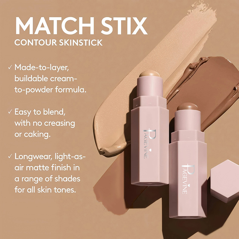 Meilleure vente transfrontalière PAGE VINE Stick contour mat doux et polyvalent 7,1 g Pour un contouring naturel_voghion.com