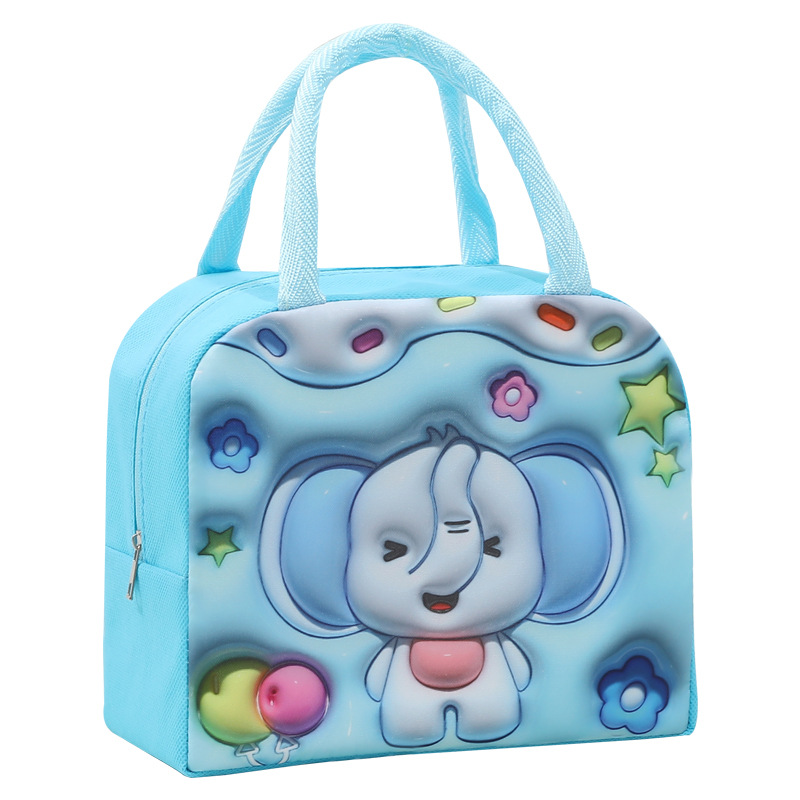 Bolso bento portátil de dibujos animados de dopamina Patrón tridimensional Bolsa de lonchera linda Bolsa de almuerzo con aislamiento para estudiantes y niños transfronterizos