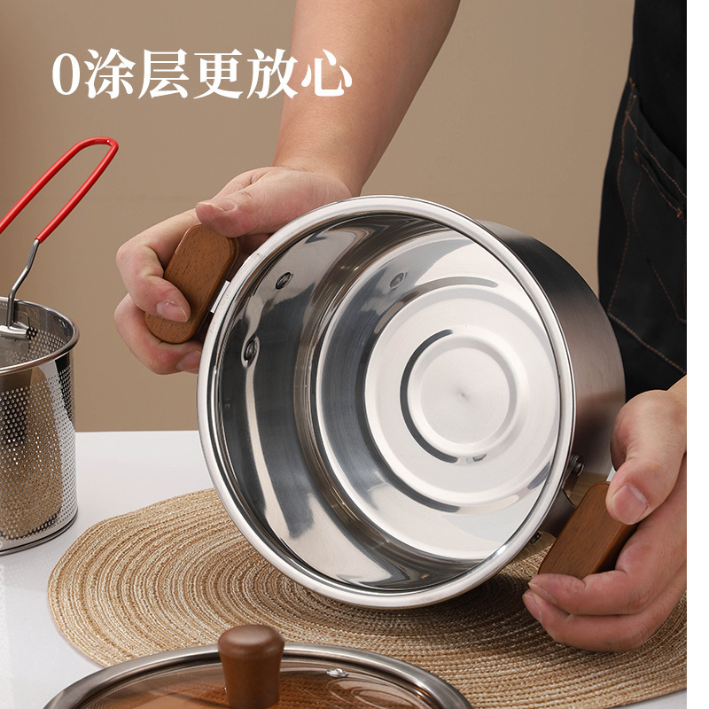 跨境多功能蒸汤锅油炸锅厨房带炸篮油炸锅商用双层带蒸笼双耳蒸锅|undefined