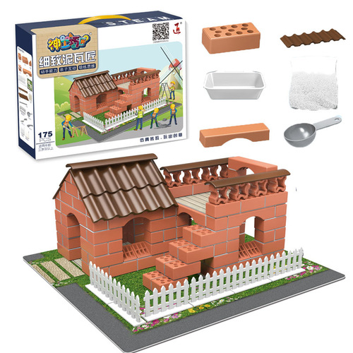 Children's Building Block Playset DIY Cement Masonry Brick House Building Set for Bricklayer