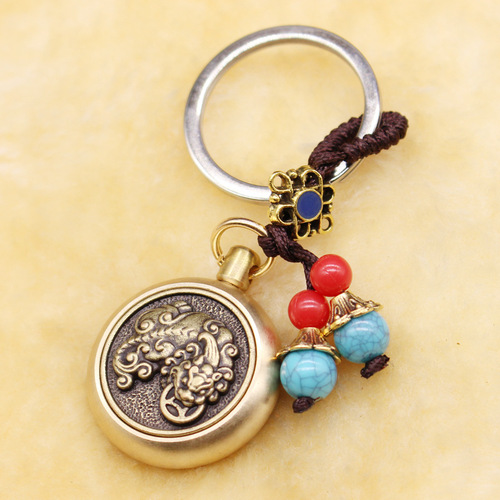 Key chain transfer money Pixiu real copper handmade travel stall brass live broadcast internet celebrity