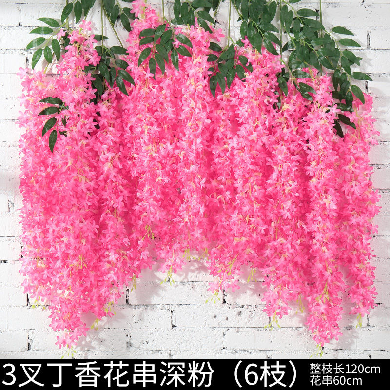 3 포크 라일락 꽃 끈 어두운 핑크 6 가지)