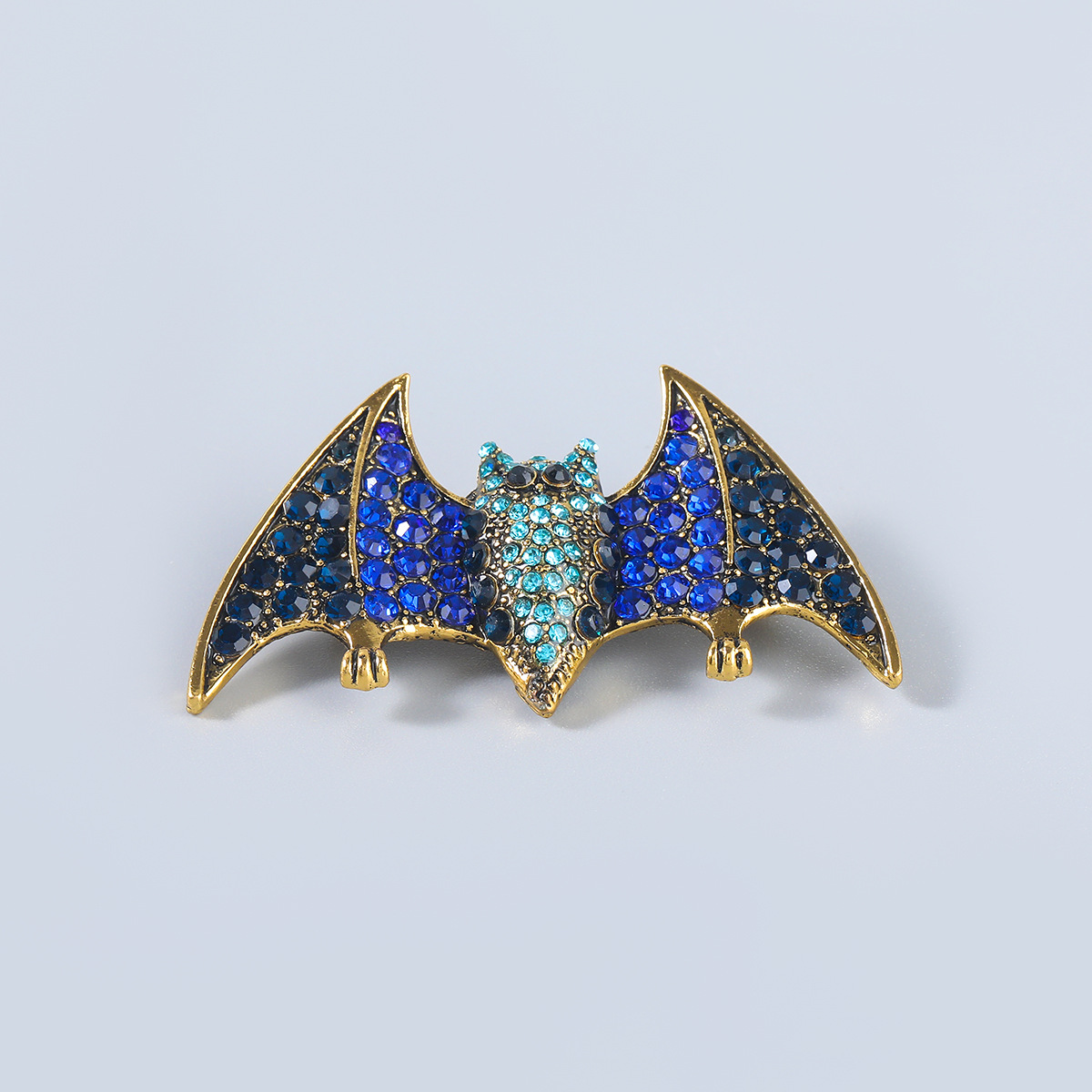 Fashion Blue Alloy Diamond Halloween Bat Brooch
