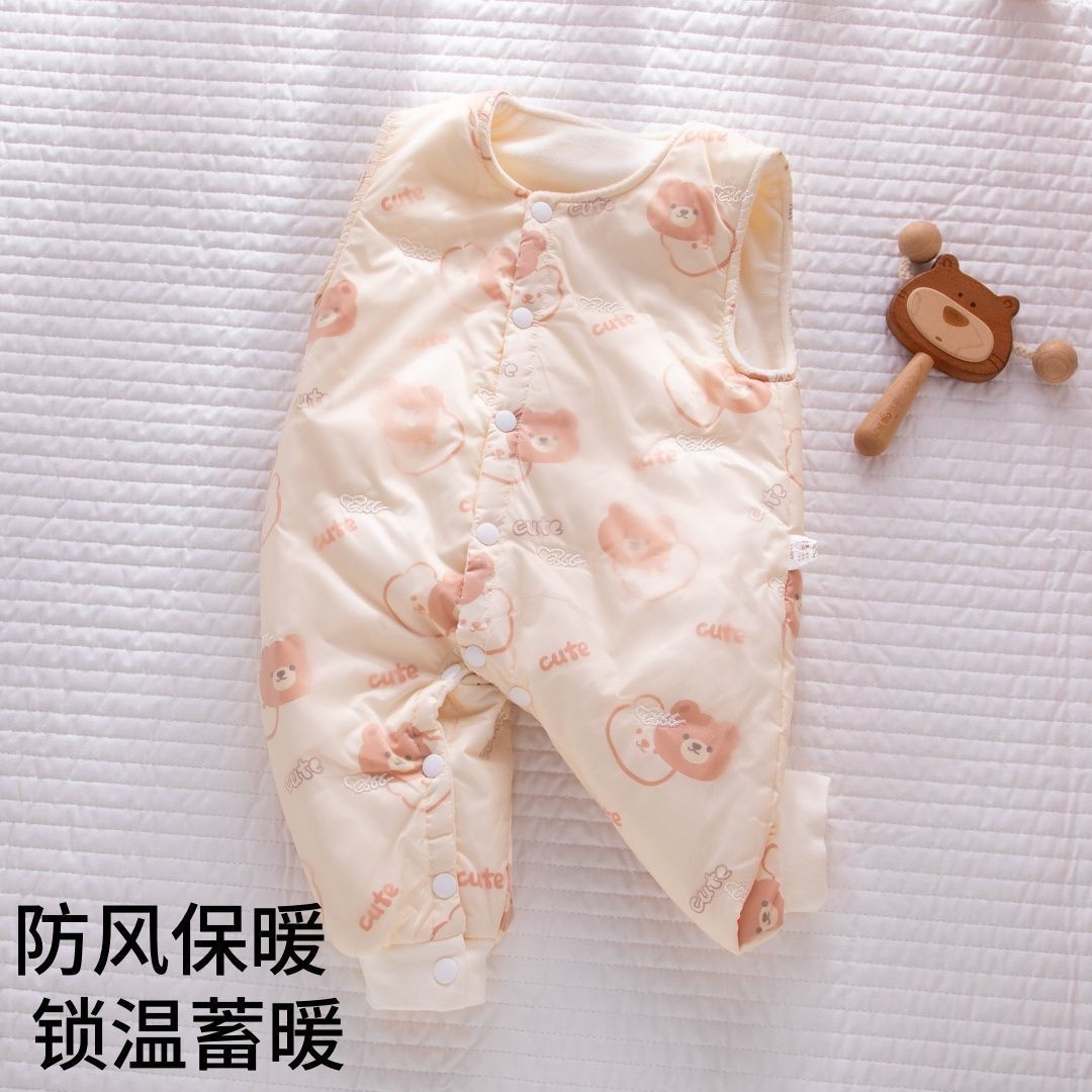 婴儿裤子秋冬季加绒加厚夹棉外穿开扣冬装棉裤男女宝宝背带裤冬款