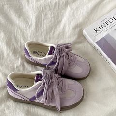 紫色小众设计感德训鞋女款2025学生丑萌大头板鞋时尚休闲运动鞋子