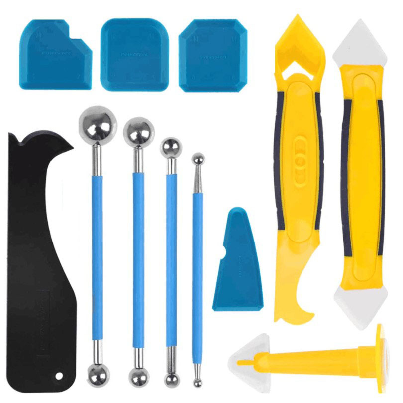 铲胶器阴阳角器玻璃胶塑料刮板密封打胶美缝填缝压缝胶嘴12件套