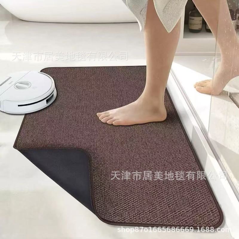 纯色简约吸水易打理耐脏耐磨亚麻硅藻泥卫生间玄关进门入口地垫|undefined
