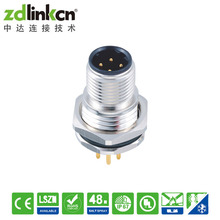 批发航空插头D-CODEIP68公头PCB板端安装4芯5芯8芯防水M12连接器