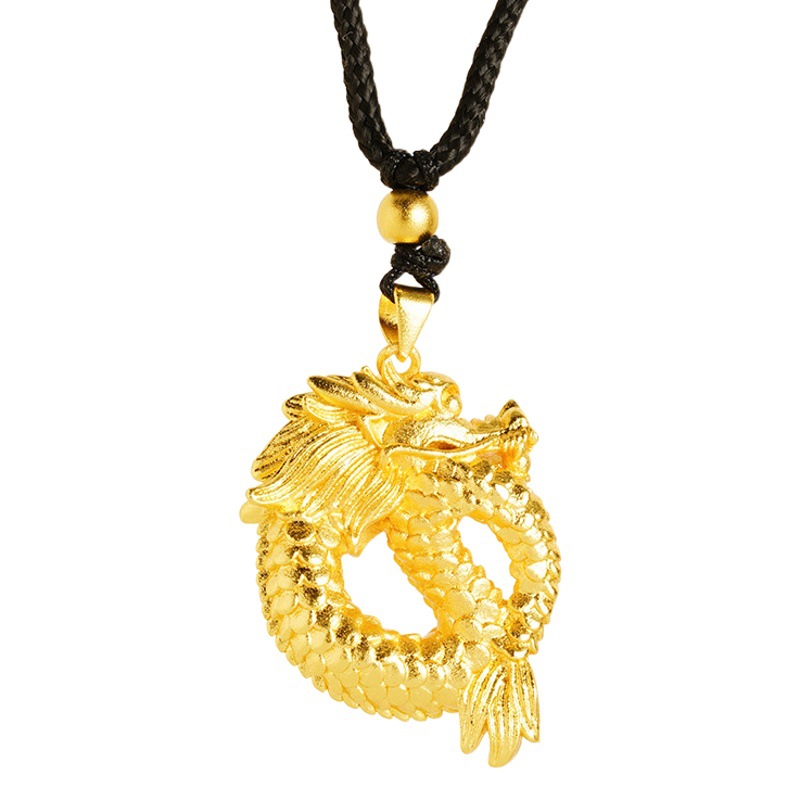 Estilo antiguo arena oro Panlong collar Dragón Volador Zodiaco dragón dominante de los hombres colgante transmisión en vivo mismo suministro Ventas Directas la fábrica