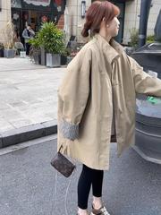 韩版休闲气质风衣外套女中长款2025新款春秋季宽松英伦小个子大衣