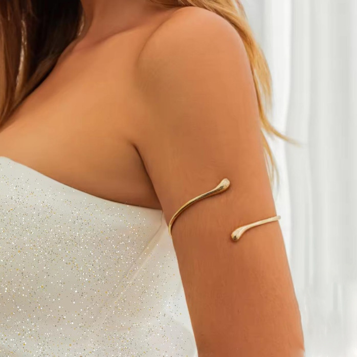 European and American Bohemian Style Geometric Teardrop Upper Arm Cuff Bracelet Electroplated Simple Retro Women's Hand Jewelry