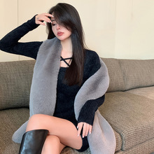 欧美2025秋冬韩版仿狐狸毛皮草马甲女外套中长款背心加厚雪兔毛