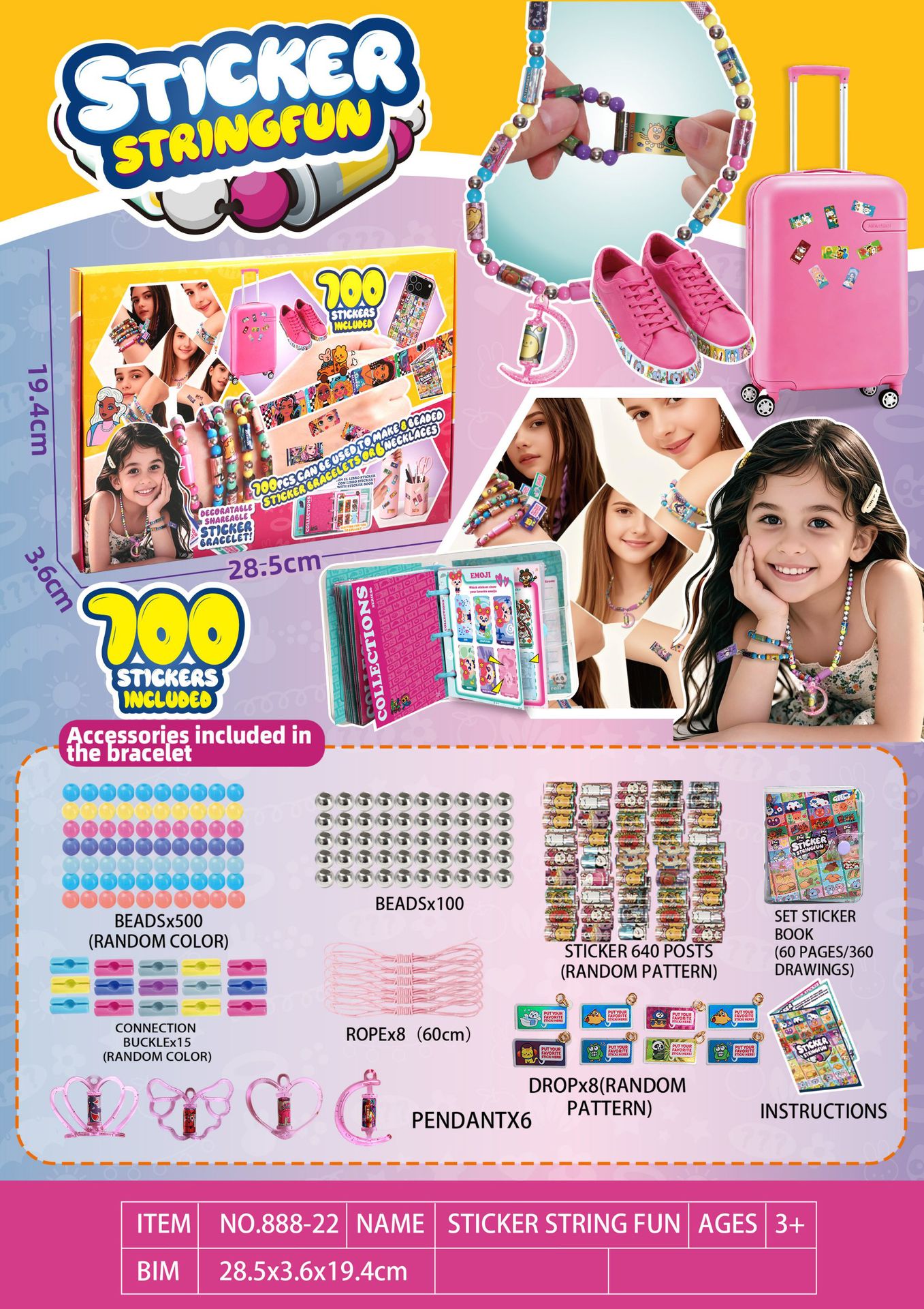 Pegatinas de juguetes para niños pulseras STICKI ROLL productos acabados creativos accesorios pegatinas de cuentas transfronterizas