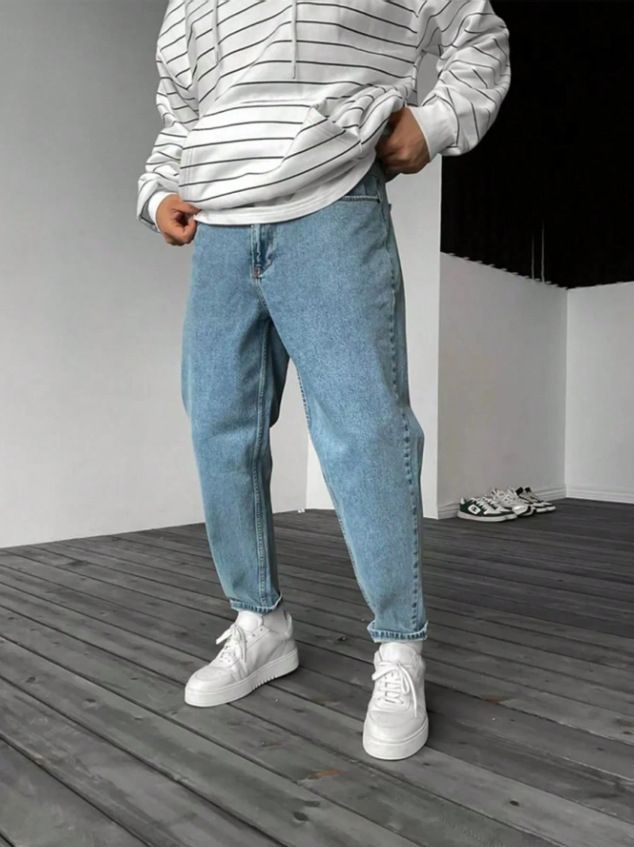 European And American Stretch Men's Jeans Trend Ripped Zipper Small Feet Trousers_mkmklike.com