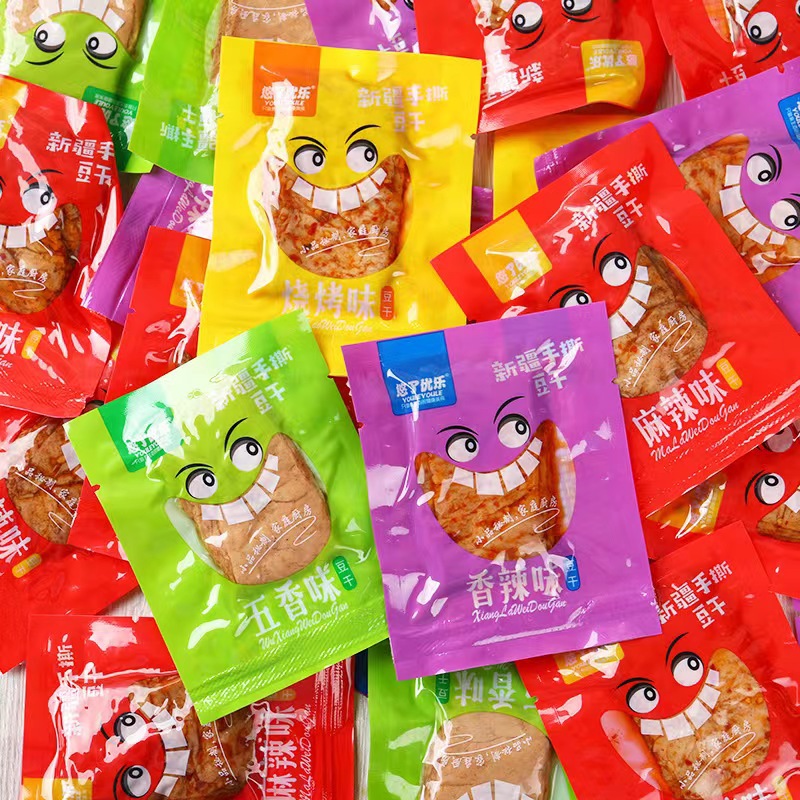 Xinjiang Hand-Torn Bean Dried Snack 500g Bag, Youle Youle Sausage Spicy and Five-Spice BBQ Mixed Independent Pouch