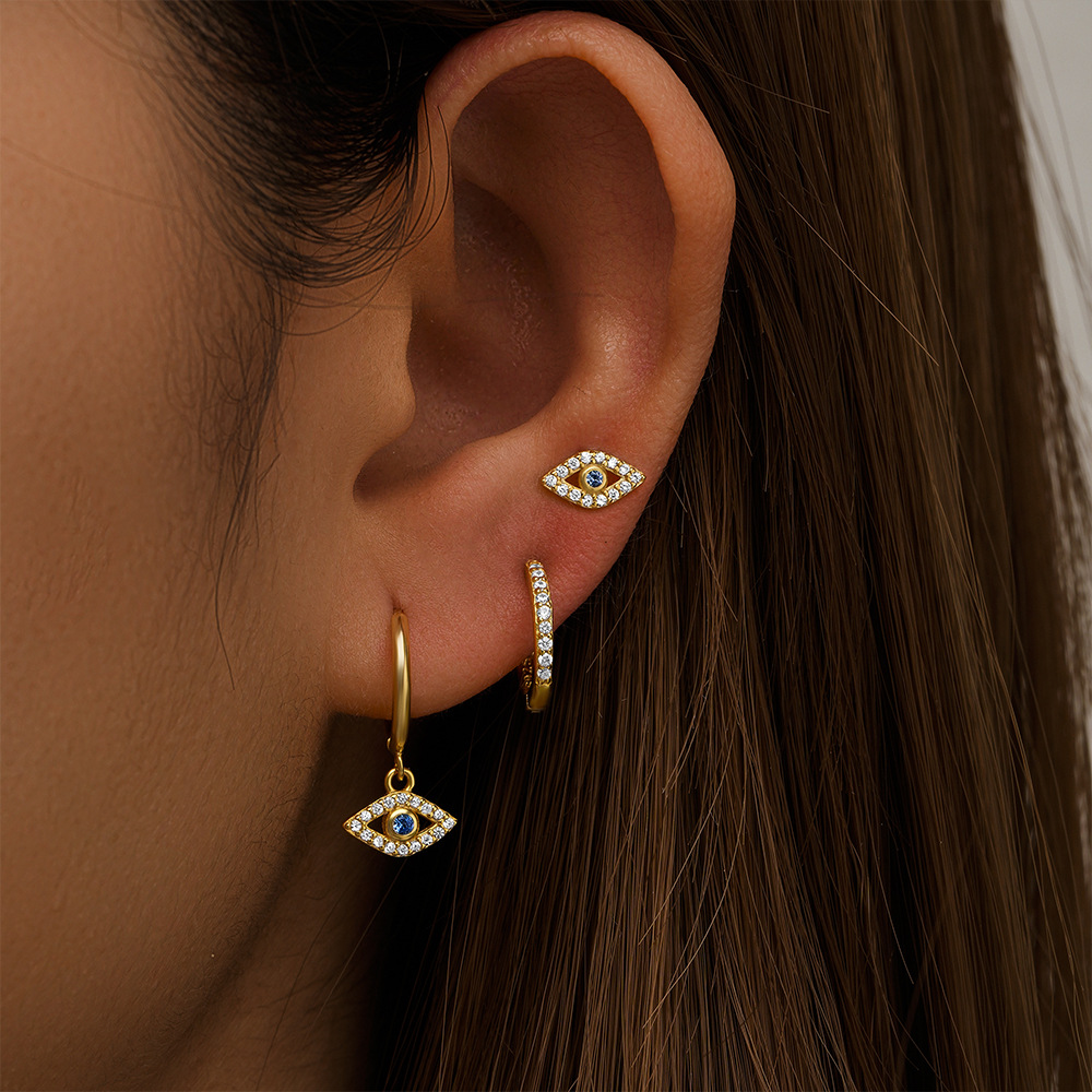 3 Pieces 925 Sterling Silver Zircon Geometric Earrings display picture 10