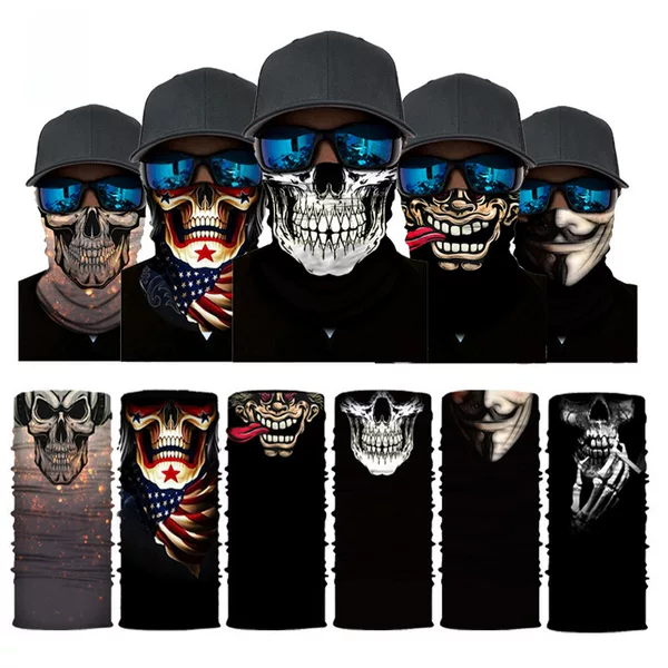 Xunhui Quirky Mask Series Multifunctional Magic Headscarf Seamless Cycling Mask Windproof and Sunproof Neck Gaiter Skull Design