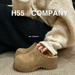 2025春夏の新型は6cmのレトロな厚い底のベーケンの靴の女性の外で高くなって、怠け者の1足の頭を漕いで引っ張ります。