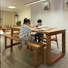 莫比恩同款白蜡木餐桌客厅实木餐桌工作台家用简约饭桌书桌组合