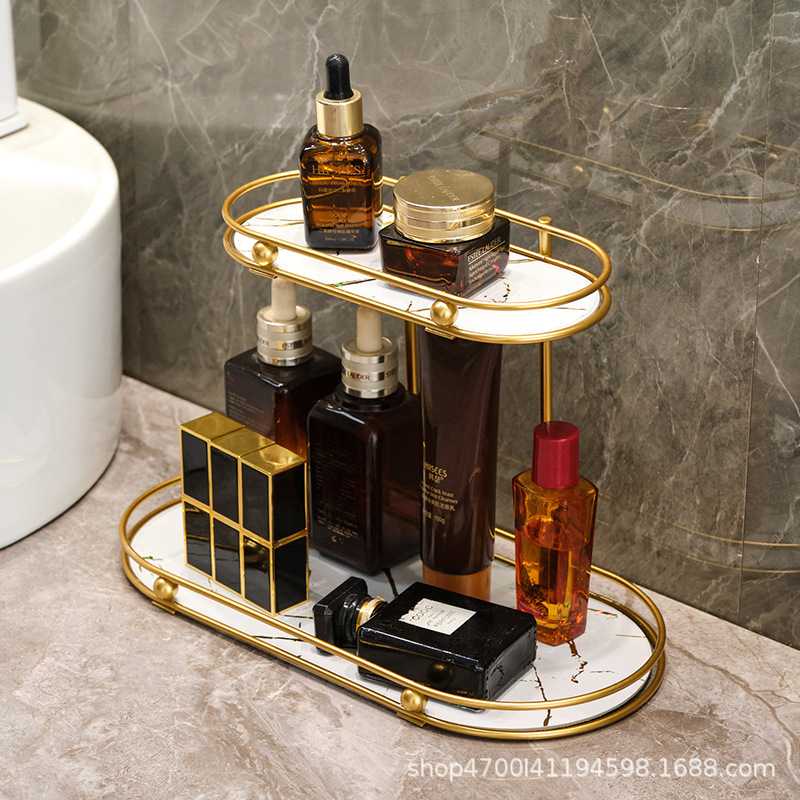 Luz de lujo multicapa escritorio inodoro estante de almacenamiento de aparador cubierta de acabado estante de baño lavabo estante de almacenamiento de cosméticos