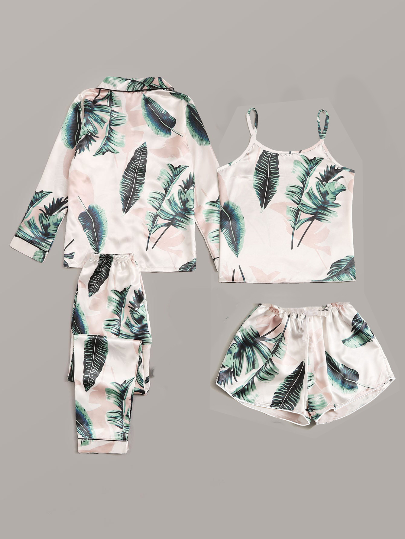 336g Weight Long Sleeve Sleeve Length Single Breasted Placket Type Polyester Fabric Type Women's Fashion Tropical Polyester Printing Pants Sets