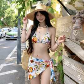 2026新款欧美分体泳衣女亚马逊性感度假沙滩比基尼多件套三件套