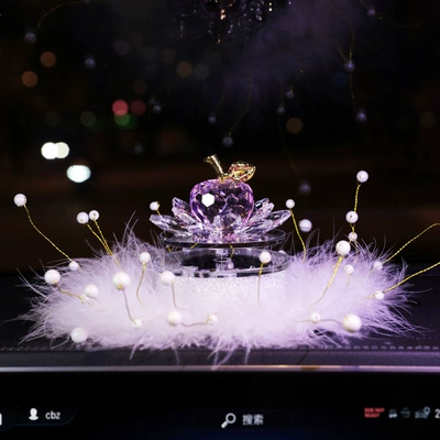 Solar Rotating Crystal Apple Perfplant seat - choose-diamond-apple-pink-camellia-pearl-pad-perfume