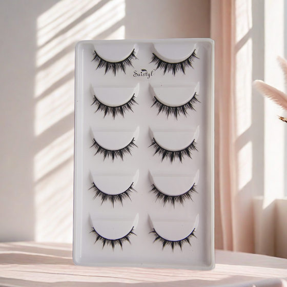 Five pairs of false eyelashes natural eyelashes a variety of optional beauty makeup eyelashes Deviruchi rubber-free women's group false eyelashes