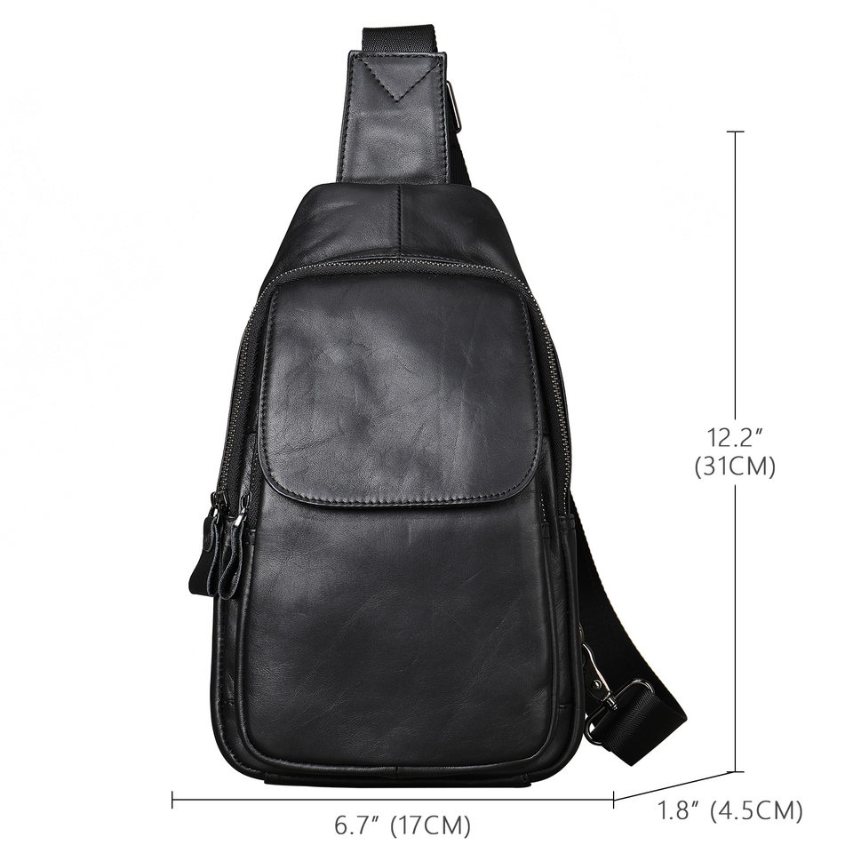 Túi đeo ngực nam da bò thật cao cấp 19×10×30 cm — 20202 màu đen, Cà phê hoa văn, Màu nâu tự nhiên rơi, Màu đen tự nhiên rơi