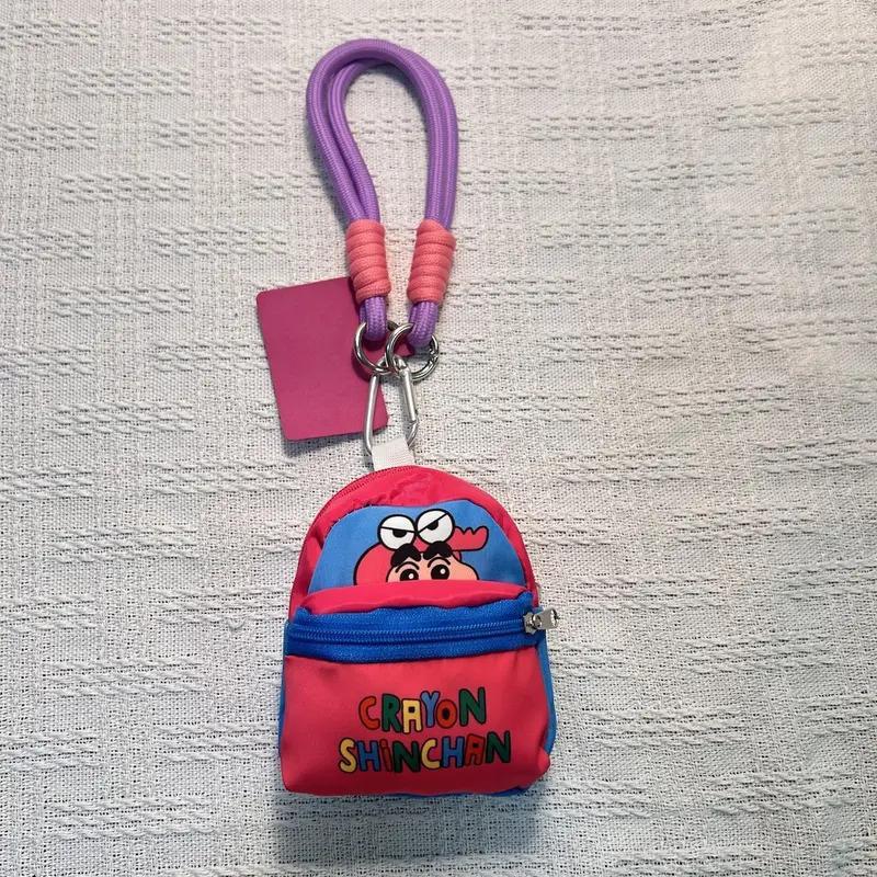 크리에이티브 동전 지갑 [몬스터 신짱-로즈 레드] + 라이트 퍼플 로즈 레드 롤 랜야드 + 로즈 레드 천 조각 [완전한 세트] 기본 스타일 (얇은 핸드 스트랩)